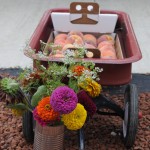 flowers and wagon